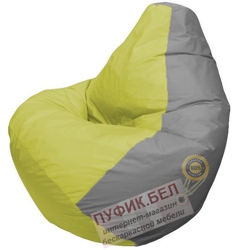 Кресло мешок Груша Макси (основа серая, вставка салатовая)