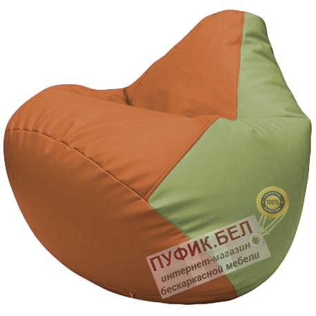 Кресло мешок Груша оранжевый и оливковый Г2.3-2019
