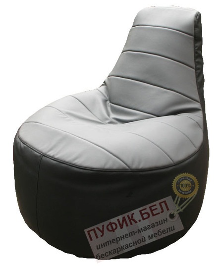 Кресло мешок Трон Магнат чёрно - серое