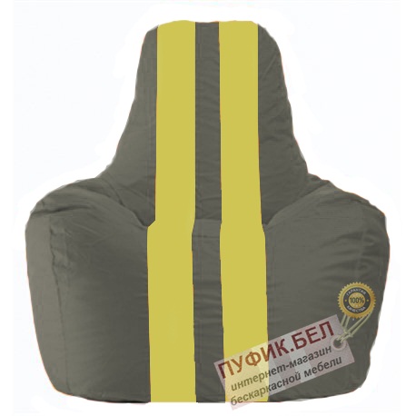 Кресло мешок Спортинг тёмно-серый - жёлтый С1.1-360