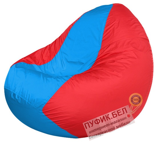 Кресло мешок Classic К2.1-153 (основа красная, вставка голубая)