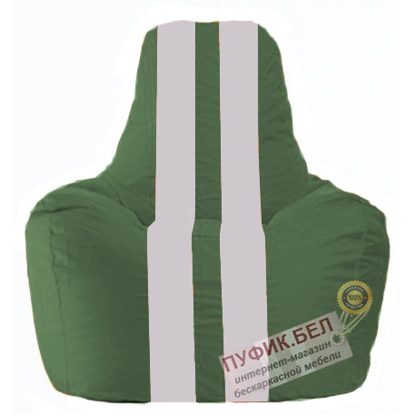 Кресло мешок Спортинг тёмно-зелёный - белый  С1.1-76