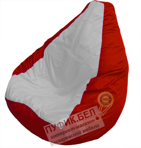 Кресло-мешок Груша Макси (основа красная, вставка белая)