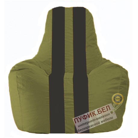 Кресло мешок Спортинг оливковый - чёрный С1.1-460