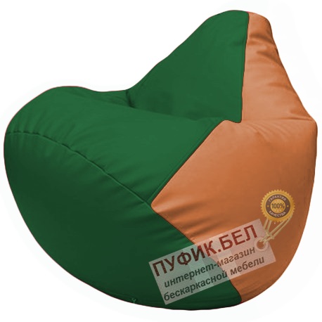 Кресло мешок Груша зелёный и оранжевый Г2.3-0120 