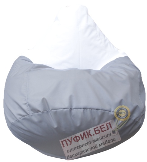 Кресло мешок Груша Элегант (основа серая, вставка белая)