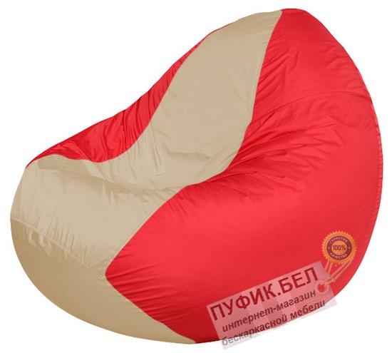 Кресло мешок Classic К2.1-154 (основа красная, вставка бежевая)
