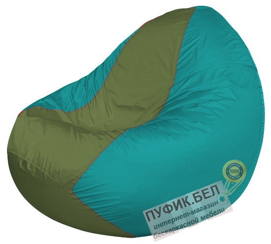 Кресло мешок Classic К2.1-146 (основа бирюзовая, вставка оливковая)