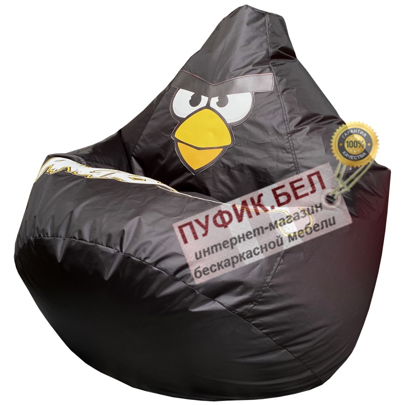 Кресло-мешок Angry Birds (черный белые буквы)