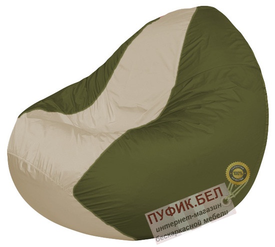 Кресло мешок Classic К2.1-111 (основа тёмно-оливковая, вставка бежевая)