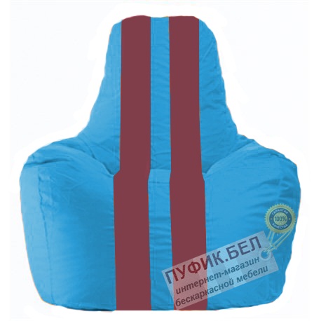 Кресло мешок Спортинг голубой - бордовый С1.1-281