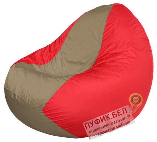 Кресло мешок Classic К2.1-149 (основа красная, вставка тёмно-бежевая)