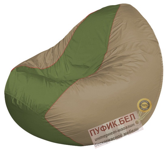 Кресло мешок Classic К2.1-214 (основа тёмно-бежевая, вставка тёмно-оливковая)
