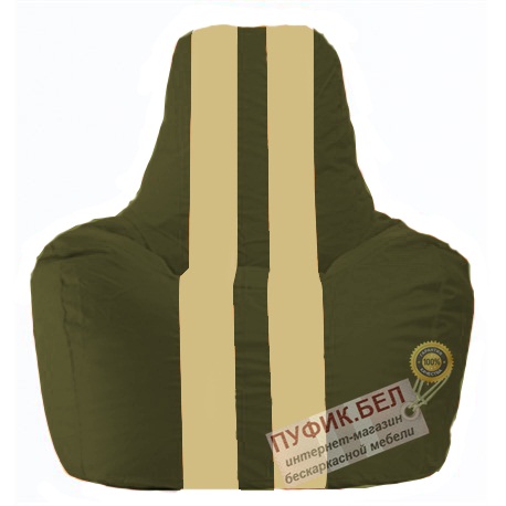 Кресло мешок Спортинг тёмно-оливковый - светло-бежевый С1.1-54