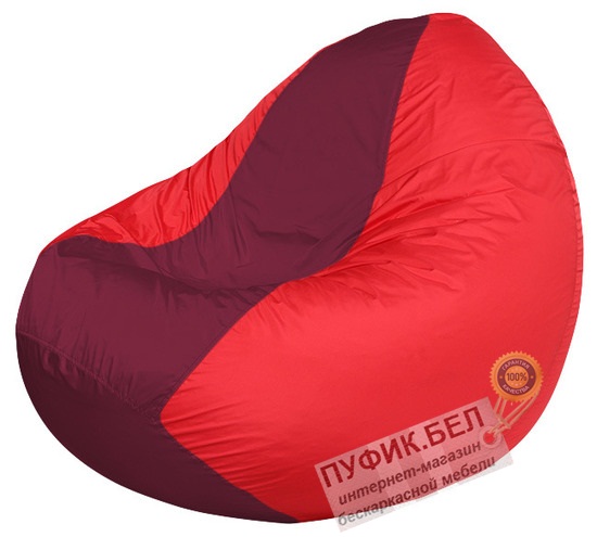 Кресло мешок Classic К2.1-47 (основа красная, вставка бордовая)