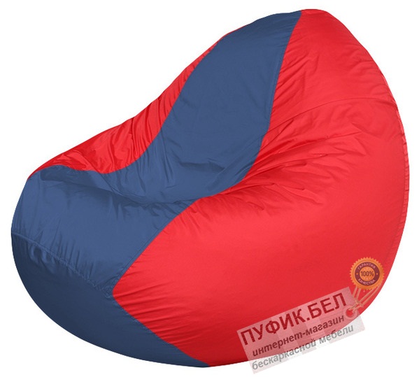 Кресло мешок Classic К2.1-104 (основа красная, вставка синяя)