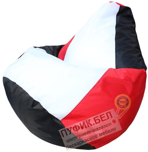 Кресло мешок Груша Берлин (чёрный, белый, красный)