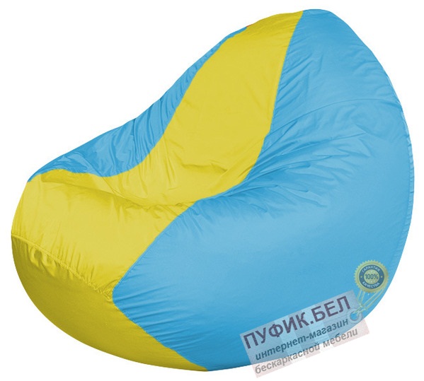 Кресло мешок Classic К2.1-52 (основа голубая, вставка жёлтая)