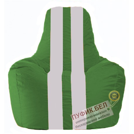 Кресло мешок Спортинг зелёный - белый С1.1-244