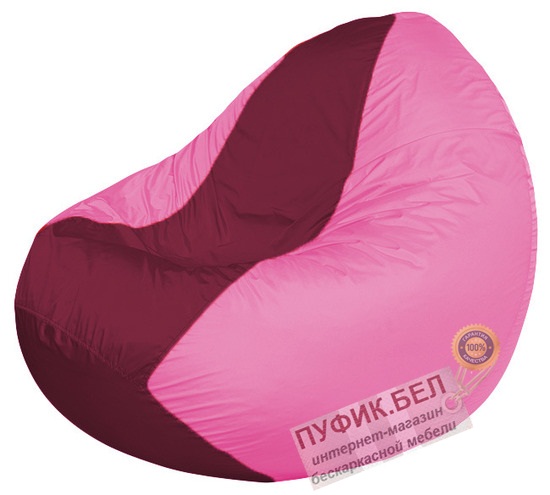 Кресло мешок Classic К2.1-166 (основа розовая, вставка бордовая)
