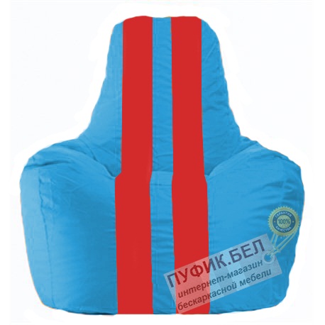 Кресло мешок Спортинг голубой - красный С1.1-279