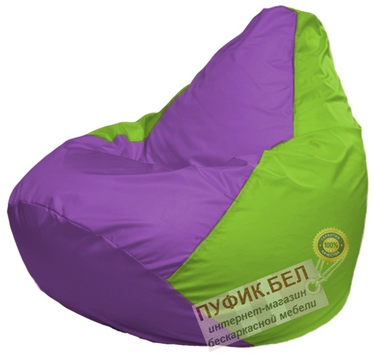 Кресло мешок Груша Макси Г2.1-108 (основа салатовая, вставка сиреневая)
