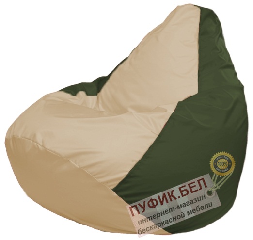 Кресло мешок Груша Макси Г2.1-135 (основа тёмно-оливковая, вставка бежевая)