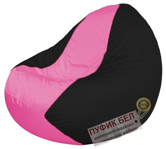 Кресло мешок Classic К2.1-243 (основа чёрная, вставка розовая)