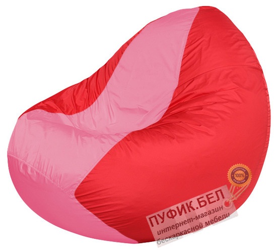 Кресло мешок Classic К2.1-77 (основа красная, вставка розовая)