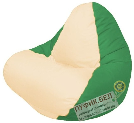 Кресло-мешок RELAX (основа зелёная, вставка бежевая)
