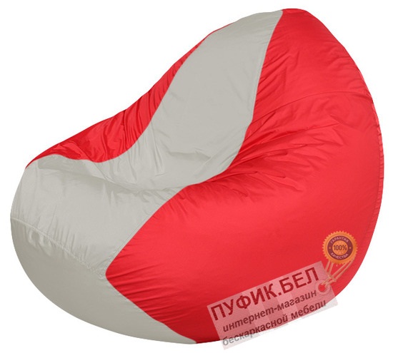 Кресло мешок Classic К2.1-38 (основа красная, вставка белая)
