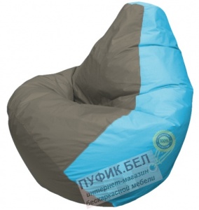 Кресло мешок Груша Макси Лазурь (основа голубая, вставка серая)