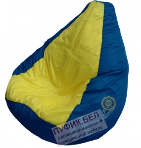 Кресло мешок Груша Макси (основа синяя, вставка жёлтая)