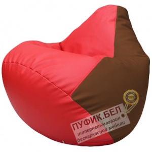 Кресло мешок Груша красный и  коричневый Г2.3-0907