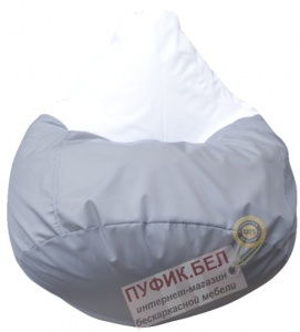 Кресло мешок Груша Элегант (основа серая, вставка белая)