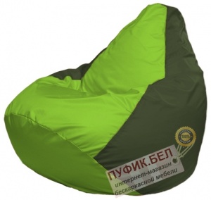 Кресло мешок Груша Макси Г2.1-157 (основа тёмно-оливковая, вставка салатовая)