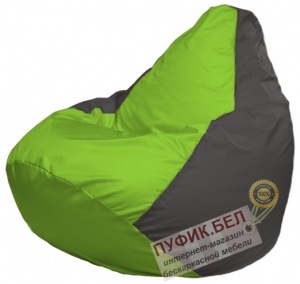 Кресло мешок Груша Макси Г2.1-156 (основа тёмно-серая, вставка салатовая)