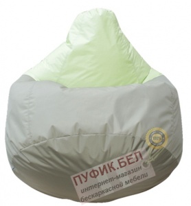 Кресло мешок Груша Виконт (основа тёмно-оливковая, вставка салатовая)