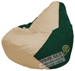 Кресло мешок Груша Макси Г2.1-137 (основа тёмно-зелёная, вставка бежевая)