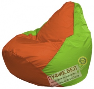 Кресло мешок Груша Макси Г2.1-215 (основа салатовая, вставка оранжевая)