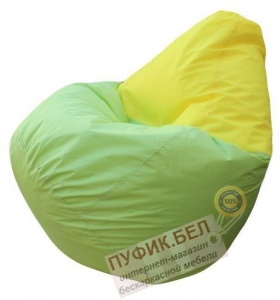 Кресло мешок Груша Макси Хэппи (основа салатовая, вставка жёлтая)