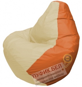 Кресло мешок Груша Макси Мандарин (основа оранжевая, вставка бежевая)