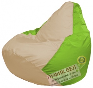 Кресло мешок Груша Макси Г2.1-141 (основа салатовая, вставка бежевая)