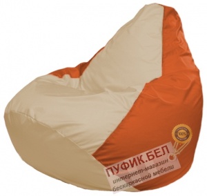 Кресло мешок Груша Макси Г2.1-143 (основа оранжевая, вставка бежевая)