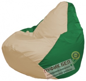 Кресло мешок Груша Макси Г2.1-147 (основа бежевая, вставка зелёная)