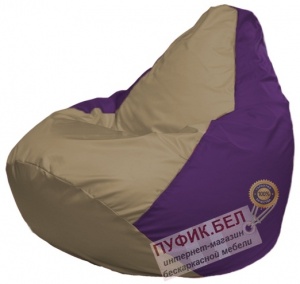 Кресло мешок Груша Макси Г2.1-79 (основа фиолетовая, вставка тёмно-бежевая)