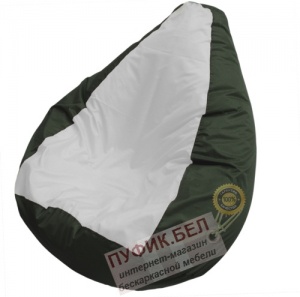 Кресло мешок Груша Макси Бьянко (основа тёмно-зелёная, вставка белая)