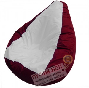 Кресло мешок Груша Макси (основа бордовая, вставка белая)