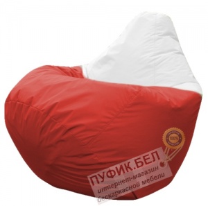 Кресло мешок Груша Клубничка (основа красная, вставка белая)