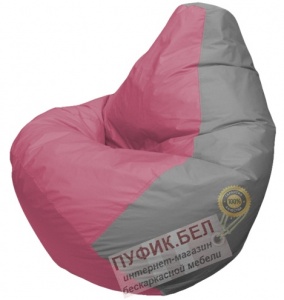 Кресло мешок Груша Макси (основа серая, вставка розовая)